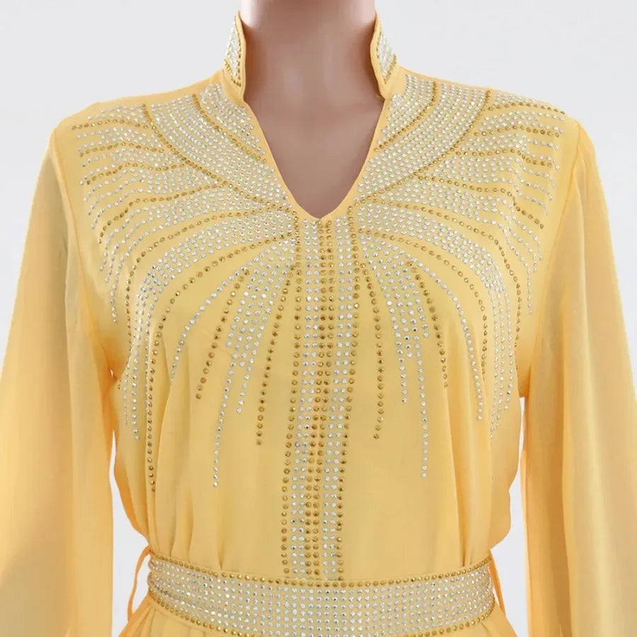 Customized Luxury Abaya Diamonds Muslim Elegant Women Dresses Caftan Moroccan Dubai Kaftan Gown Evening Party Eid Mubarak Jalabi