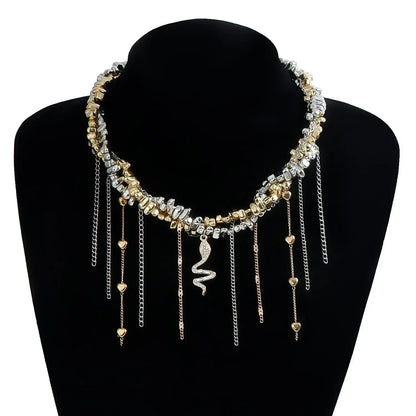 Fashion Heart Beaded Necklace for Women Boho Elegant Irregular Crystal Chain Y2K Choker Exquisite Party Gift Jewelry Accessories