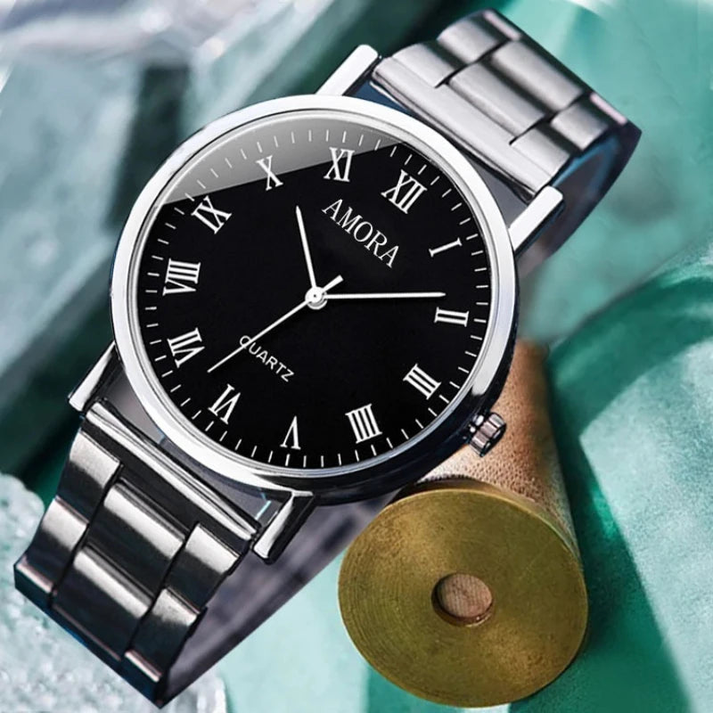 Fashion Fully Automatic Men Watches Casual Steel Band Male Sports Quartz Watch Clock Relogio Masculino Reloj Hombre