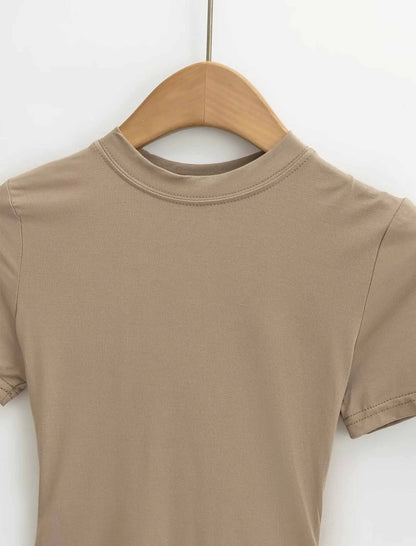 Slim Fit Solid Color Women's Casual T-shirt Short Sleeve Fashion Trend Y2K Top High Quality 2026 New Arrival