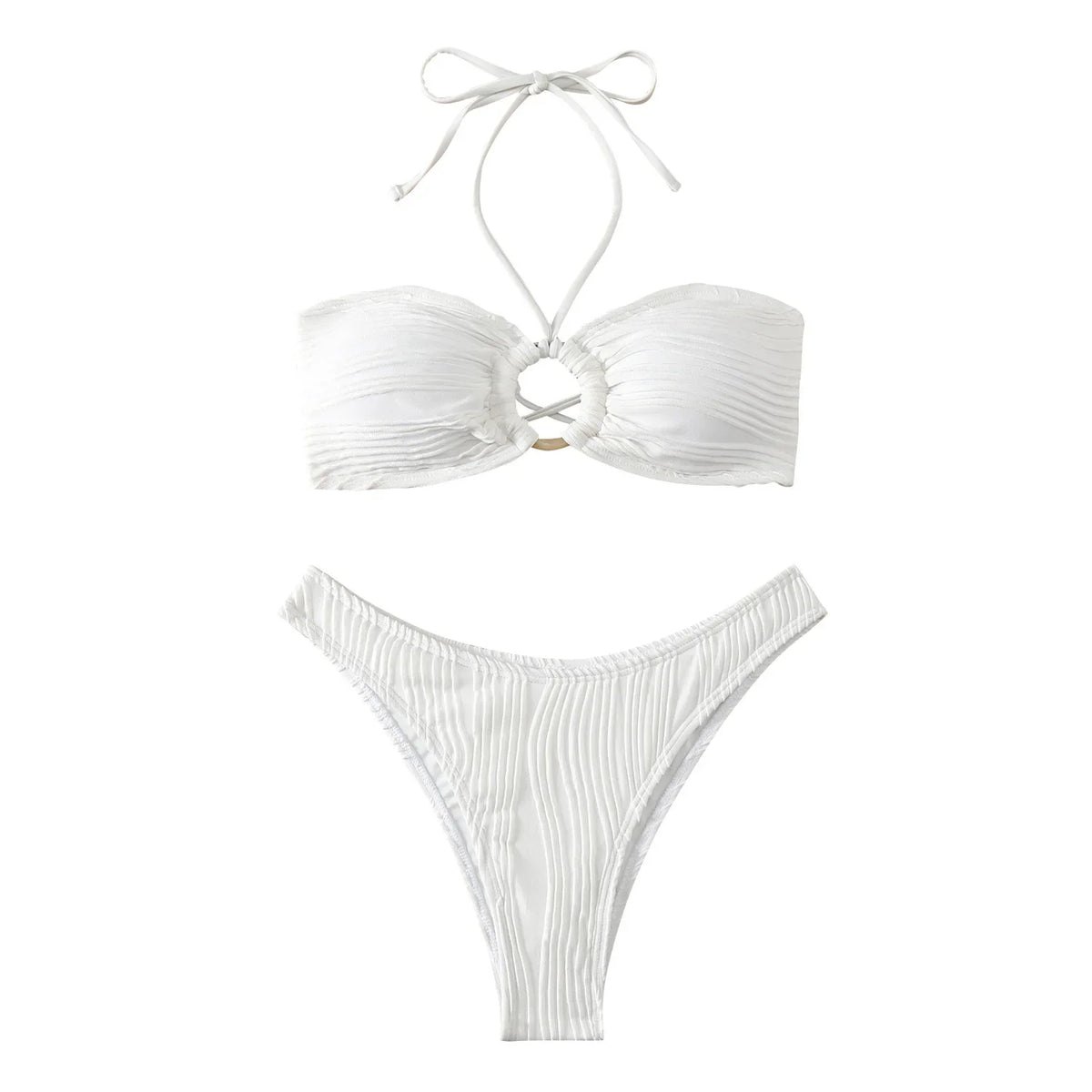 White Swimsuit Women Bathing Suit Bandeau Bikini 2024 Mujer Biquinis Feminino Swimwear Thong Bikini Set Beachwear Sexy Bikinis