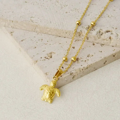 1Pc Temperament Fashion Summer Beach Blue Marine Life Sea Horse Shell Turtle Mini Fish Bead Necklace Classic Clavicle Chain