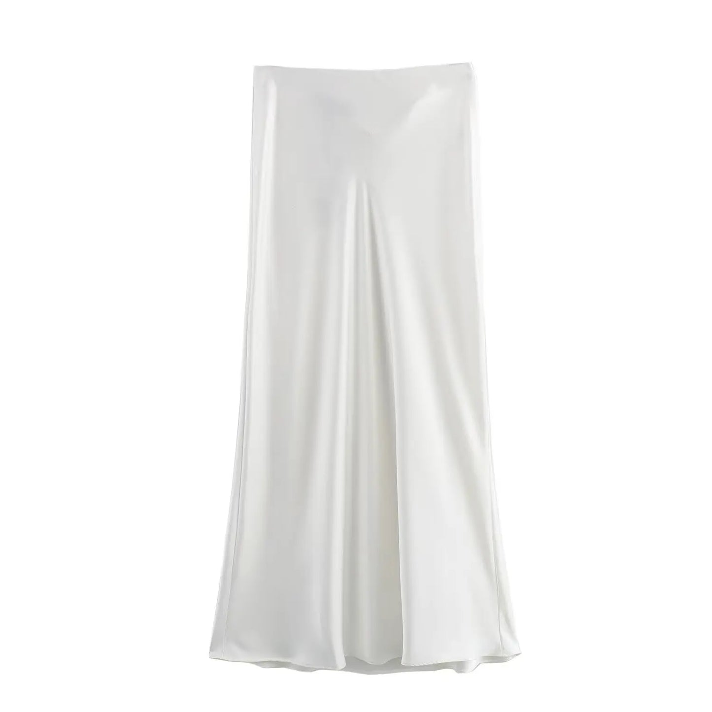 2026 New Women's European And American Style Fashion Silk Satin Texture High Waist Skirt Street Style Elegant Mid-length Skirt