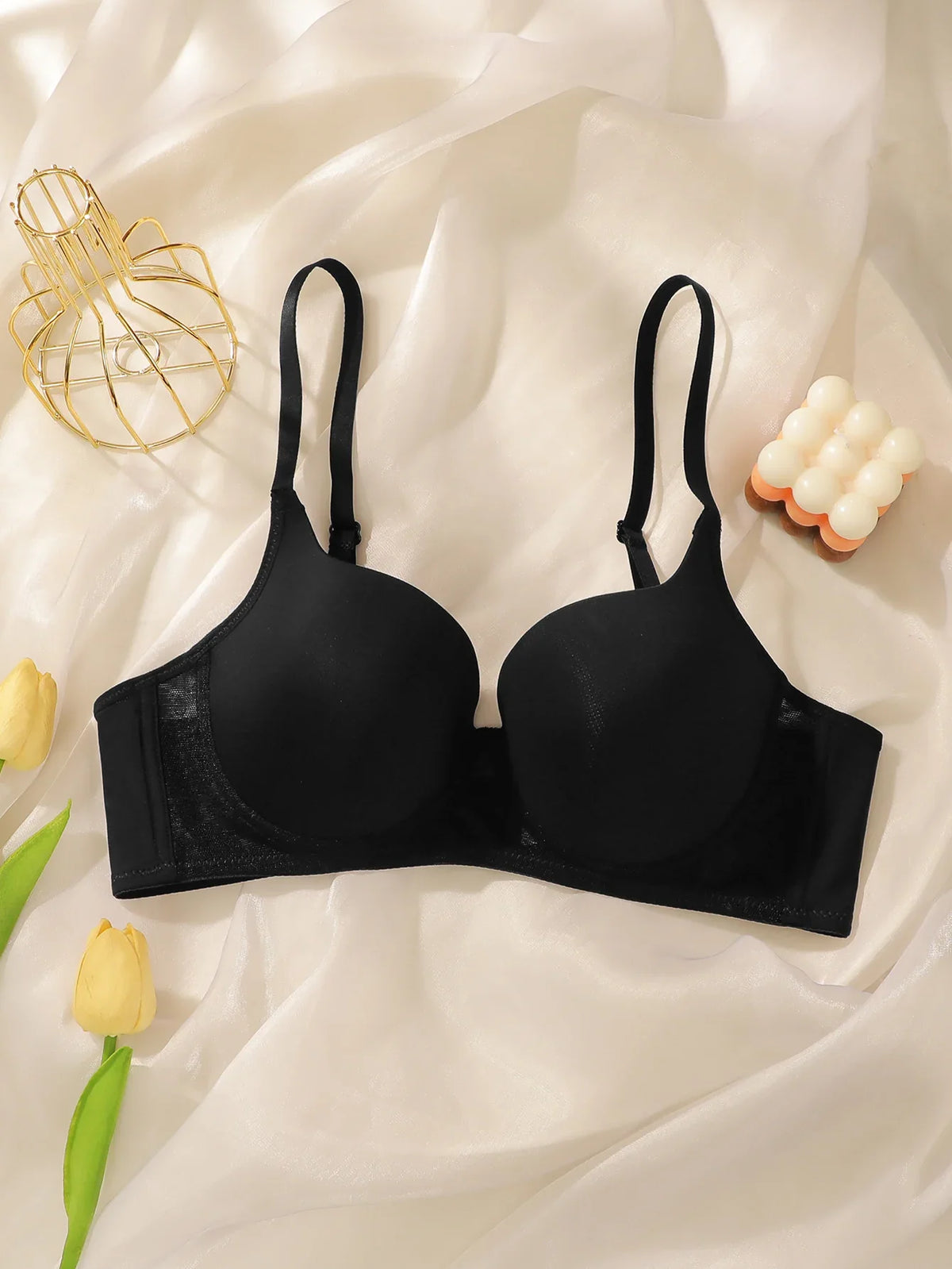 Women Smooth Seamless Underwire Bra Push‑Up Side Support Brassiere Adjustable Thin Straps Everyday Comfort Lingerie B6095