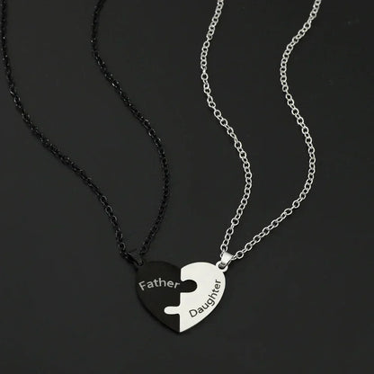 Father Mom Son Daughter Family Necklace Love Heart Puzzle Pendant Necklace Stainless Steel Jewelry for Women Mother's Day Gift