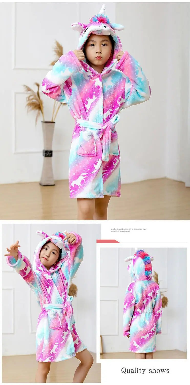 Children Bath Robes Flannel Winter Kids Sleepwear Robe Infant Pijamas Nightgown For Boys Girls Pajamas 1-11 Years Baby Clothes