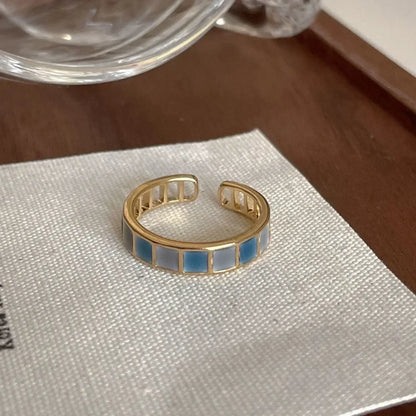 Vintage White Enamel Metal Irregular Shape Geometric Open Adjustable Ring for Women Girl Jewelry Birthday Gifts Anillo Hombre