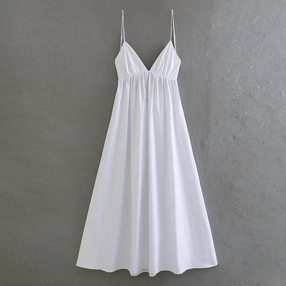 Foridol White Women Sundress Backless Sexy Casual Beach Vestidos Maxi Long A-line Fashion Holiday New Dress