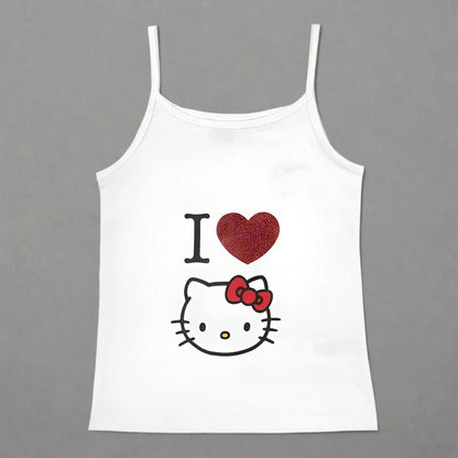 Y2K Hello Kitty Crop Top – Emo Girls Vintage Punk Tank