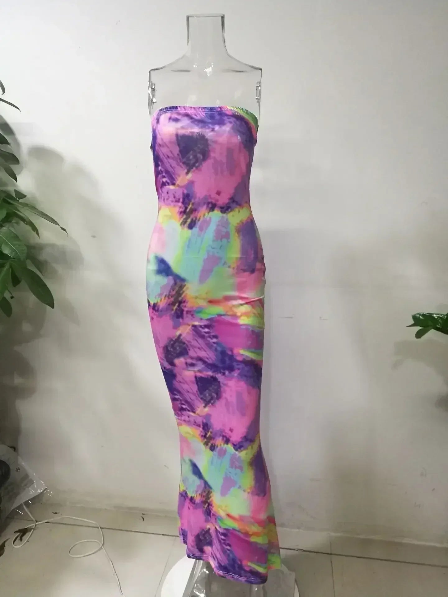 Spring And Summer Dresses For Women Chest Wrap Printed Off Shoulder Bandage Slim Sexy Long Dress 2023 New Fashion party MsChuh