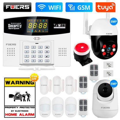 Fuers Tuya Smart WIFI 4G 2G GSM Alarm System Burglar Alarm 433MHZ Wireless Wired Security Zone Link Alexa Google Motion Sensor