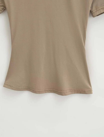 Slim Fit Solid Color Women's Casual T-shirt Short Sleeve Fashion Trend Y2K Top High Quality 2026 New Arrival