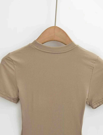Slim Fit Solid Color Women's Casual T-shirt Short Sleeve Fashion Trend Y2K Top High Quality 2026 New Arrival