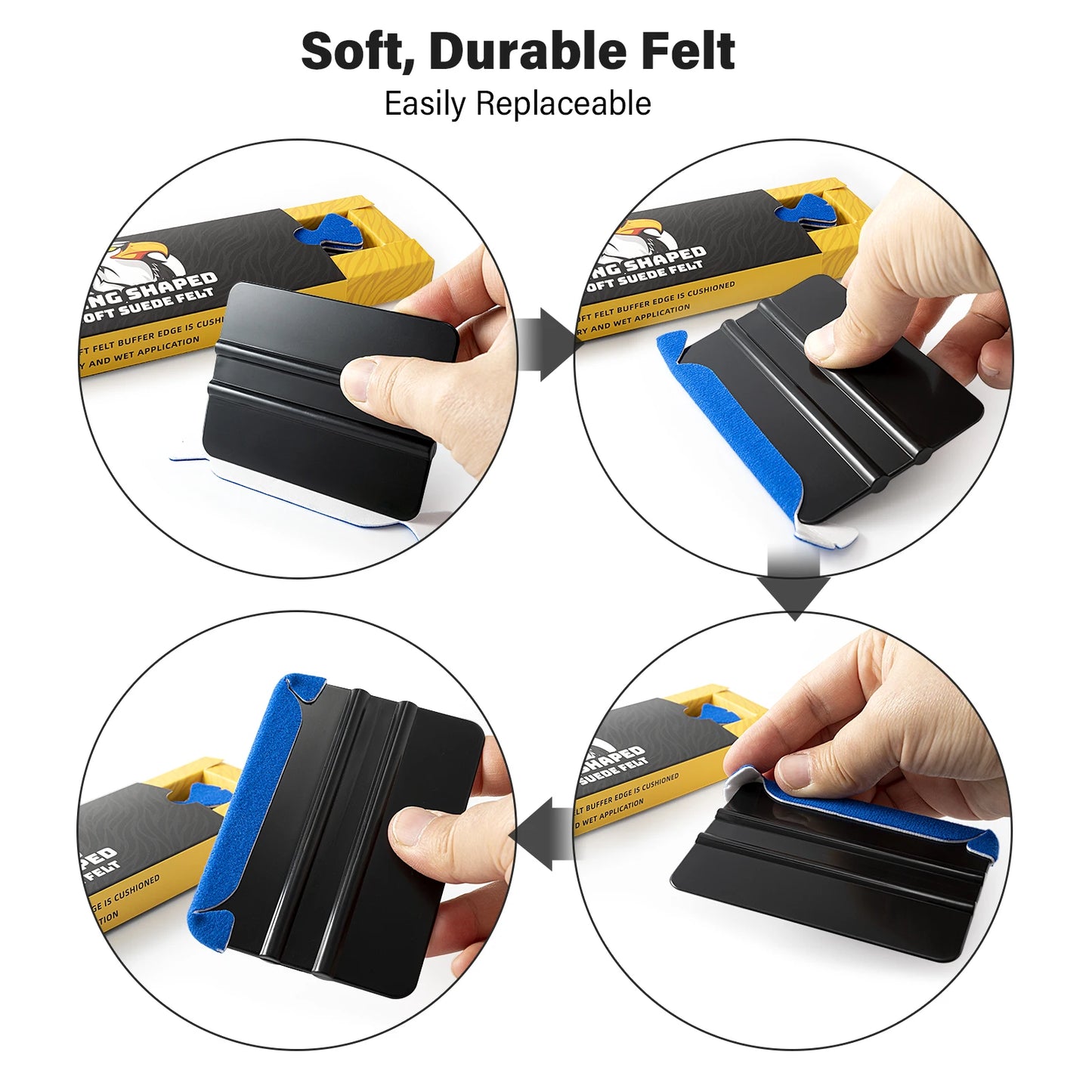 FOSHIO 10pcs/Box Soft Suede Felt Buffer Tools Wrapping Car Vinyl Squeegee Applicator Carbon Film Tinting Scraper Edge Protector
