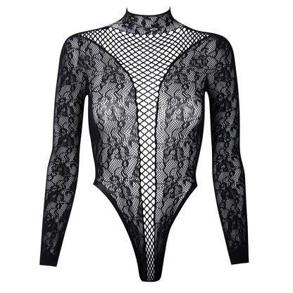 New American Style Fashion Men Vests Tops Crew Neck Sexy Hollow  Mesh Bodysuit Casual  Long Sleeve Tank Clubwear Party Costume