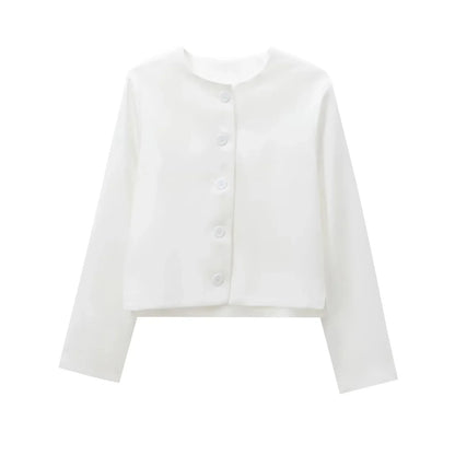Foridol Solid O-neck Single Breasted Black Blazer Coat Women Autumn Winter Short Jacket Office Lady Vintage Buttons Veste