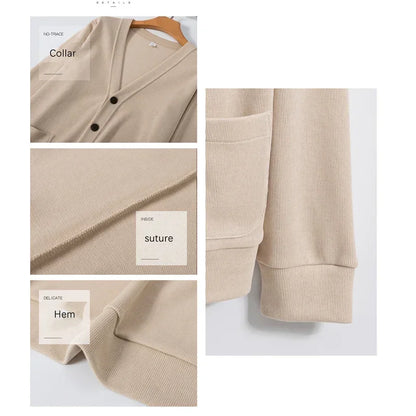 BROWON New Knitted Sweater Cardigan Men 2026 Autumn Solid Casual Man Clothes Korean Fashion 80% Cotton V-Neck Collar Sweater Men