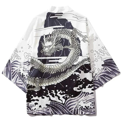 🐉 Summer Japanese Style Anime Dragon Print Haori Yukata