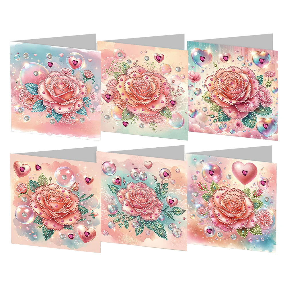 6Pcs DIY Diamond Painting Animal Flower Greeting Card Rinestone Embroidery Arts Craft Cards Kit Birthday Gift for Friend Gift