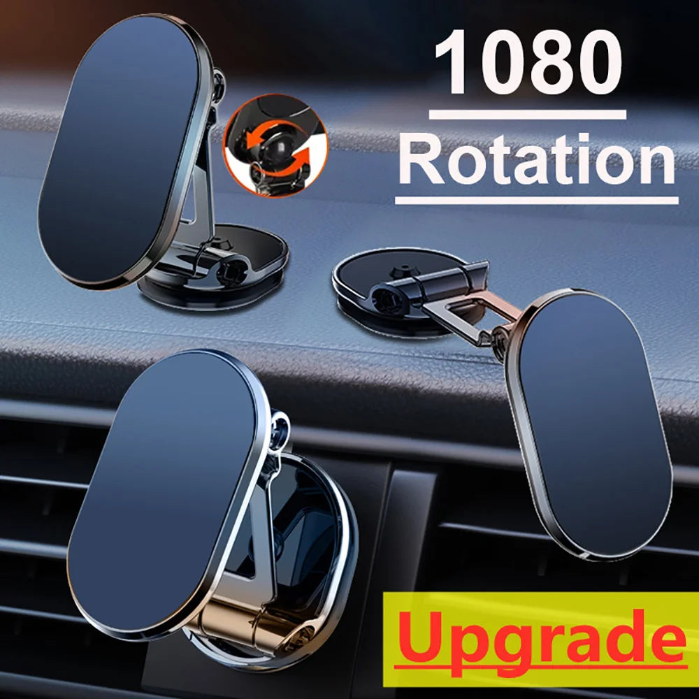 Magnetic Car Phone Holder Foldable Magnet Mount Mobile Cellphone Stand GPS Support for iPhone 17 16 Xiaomi Huawei Samsung Redmi
