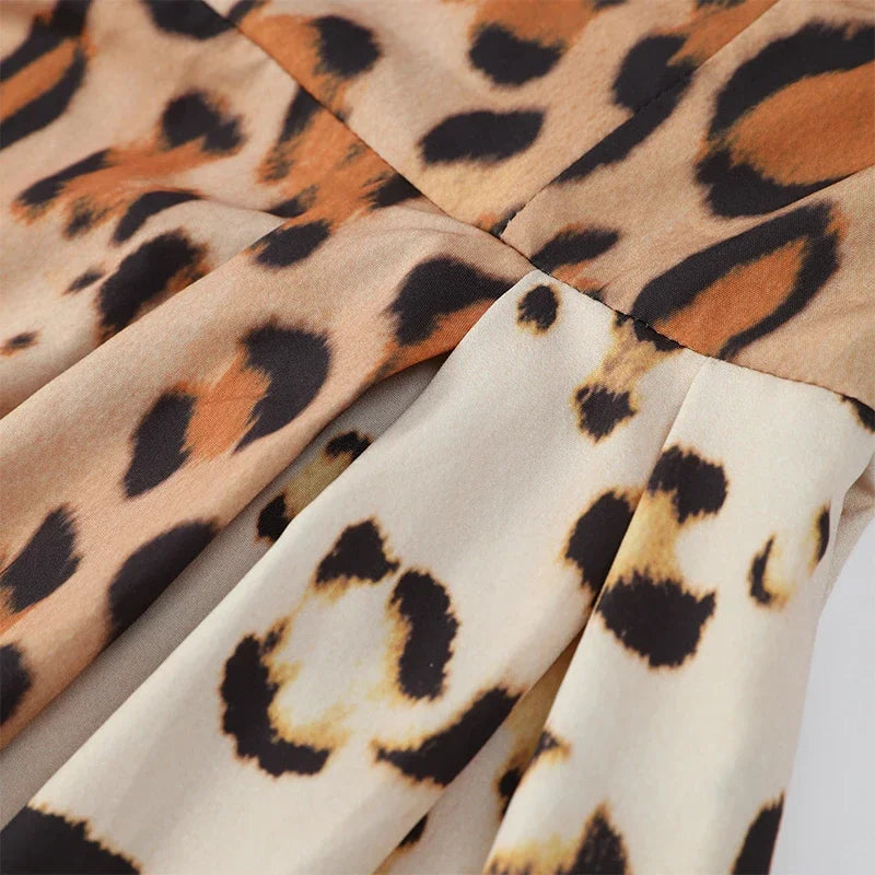 Leopard Print Sleeveless Sling Dress For Women Fashion Chic Backless A Line Dresses 2026 Elegant Female High Street Vestidos