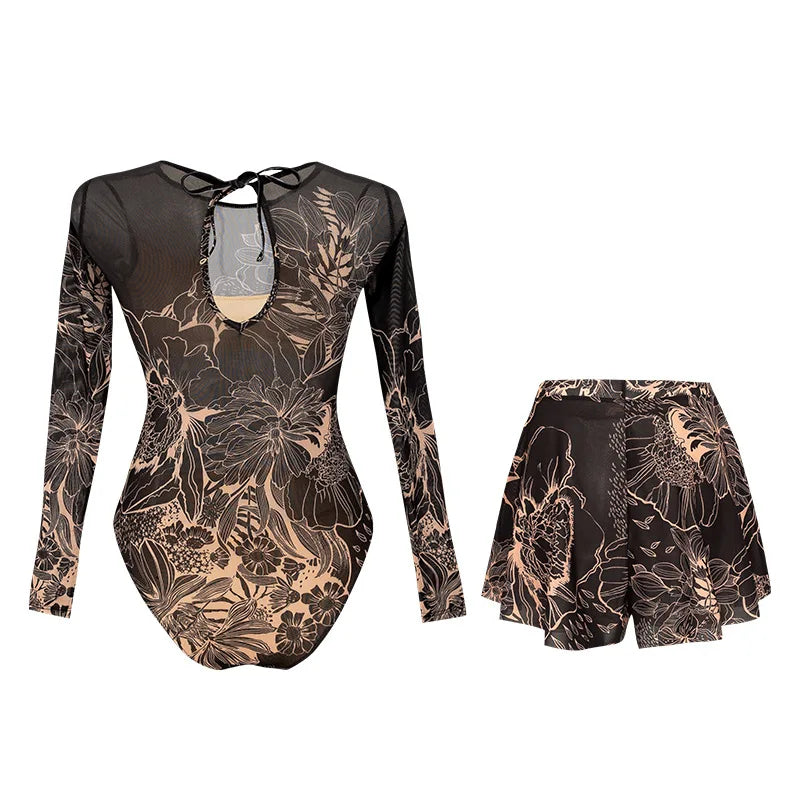 Print Long Sleeve Swimsuit 2026 Sexy Women Swimwear Female Push Up Bikini Surfing Suit Zipper Sport Swimming Bodysuit Beachwear
