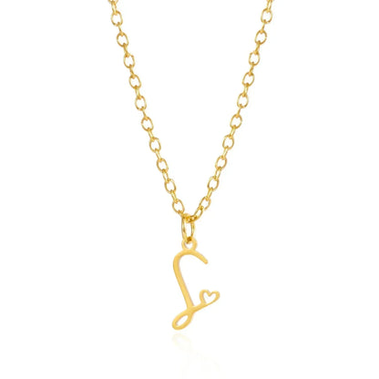 26 Initial Letters Heart Pendant Stainless Steel Necklace for Women Gold Color A-Z Alphabet Choker Chain Birthday Jewelry Gift