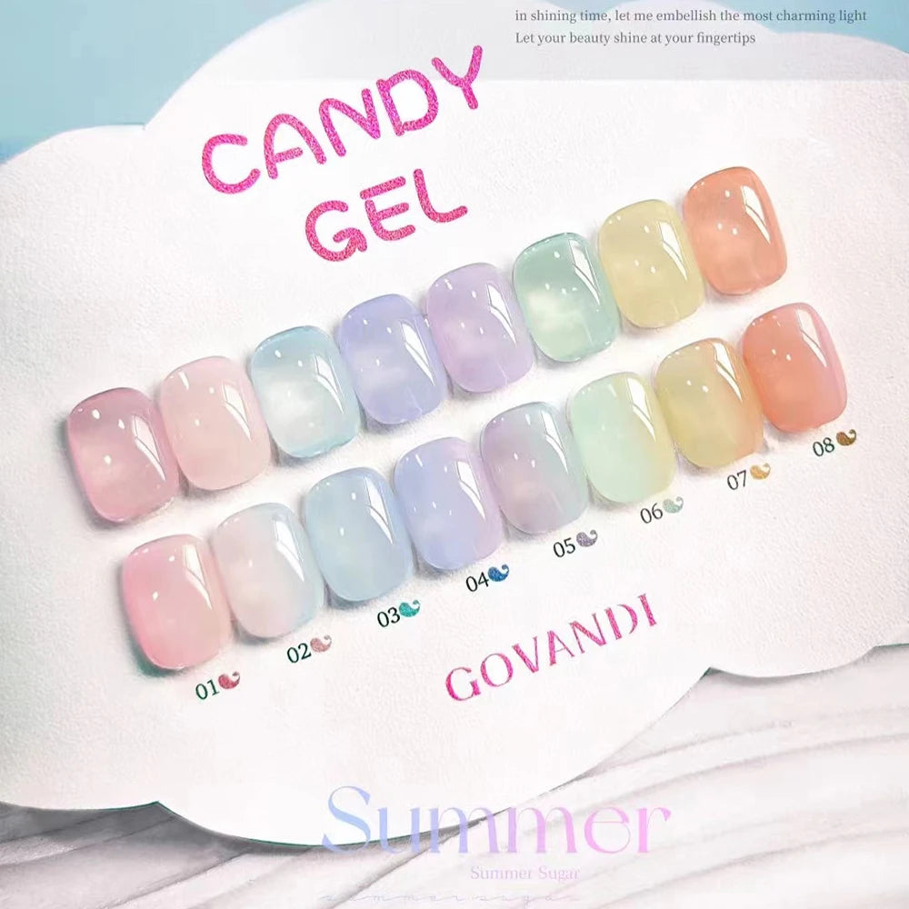 New 8 Color Candy Gel Polish Set Collection Semi-permanent Soak Off UV Gel 15ml Manicure Set For Nail Salon Nail Polish Kit
