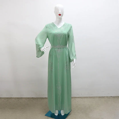 Customized Luxury Abaya Diamonds Muslim Elegant Women Dresses Caftan Moroccan Dubai Kaftan Gown Evening Party Eid Mubarak Jalabi
