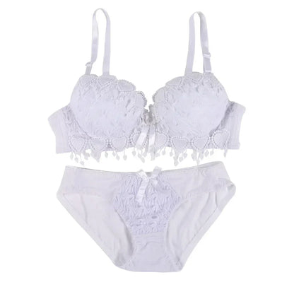 Women Lace Bra Sets Flower Printed Underwear Suit Sexy Lady Ultra-Thin Lingerie Comfortable Push Up Brassiere Outfit