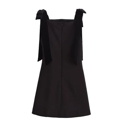 TFMLN Autumn New Women Dress 2024 Slim Chic Sleeveless Dress Bow Casual  Mini Frock Female Fashion Elegant Short Party Dress