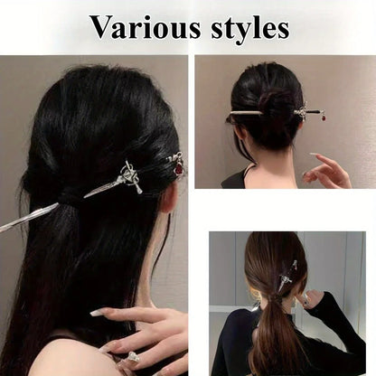 New Chinese Ancient Style Hanfu Hairpin Simple Elegant Headwear Women Geometric Shape Alloy Hair Accessories Headdress Electropl