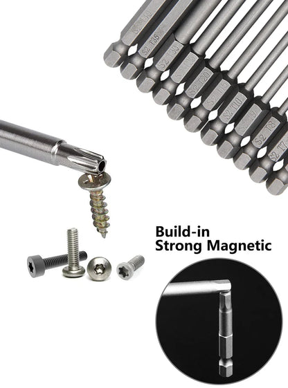 50-75-100mm Hollow Plum Blossom Extended S2 Screwdriver Set with Hexagonal Handle Screwdriver Bit Screwdriver Tool