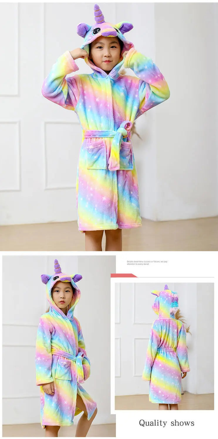 Children Bath Robes Flannel Winter Kids Sleepwear Robe Infant Pijamas Nightgown For Boys Girls Pajamas 1-11 Years Baby Clothes