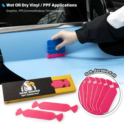 FOSHIO 10pcs/Box Soft Suede Felt Buffer Tools Wrapping Car Vinyl Squeegee Applicator Carbon Film Tinting Scraper Edge Protector