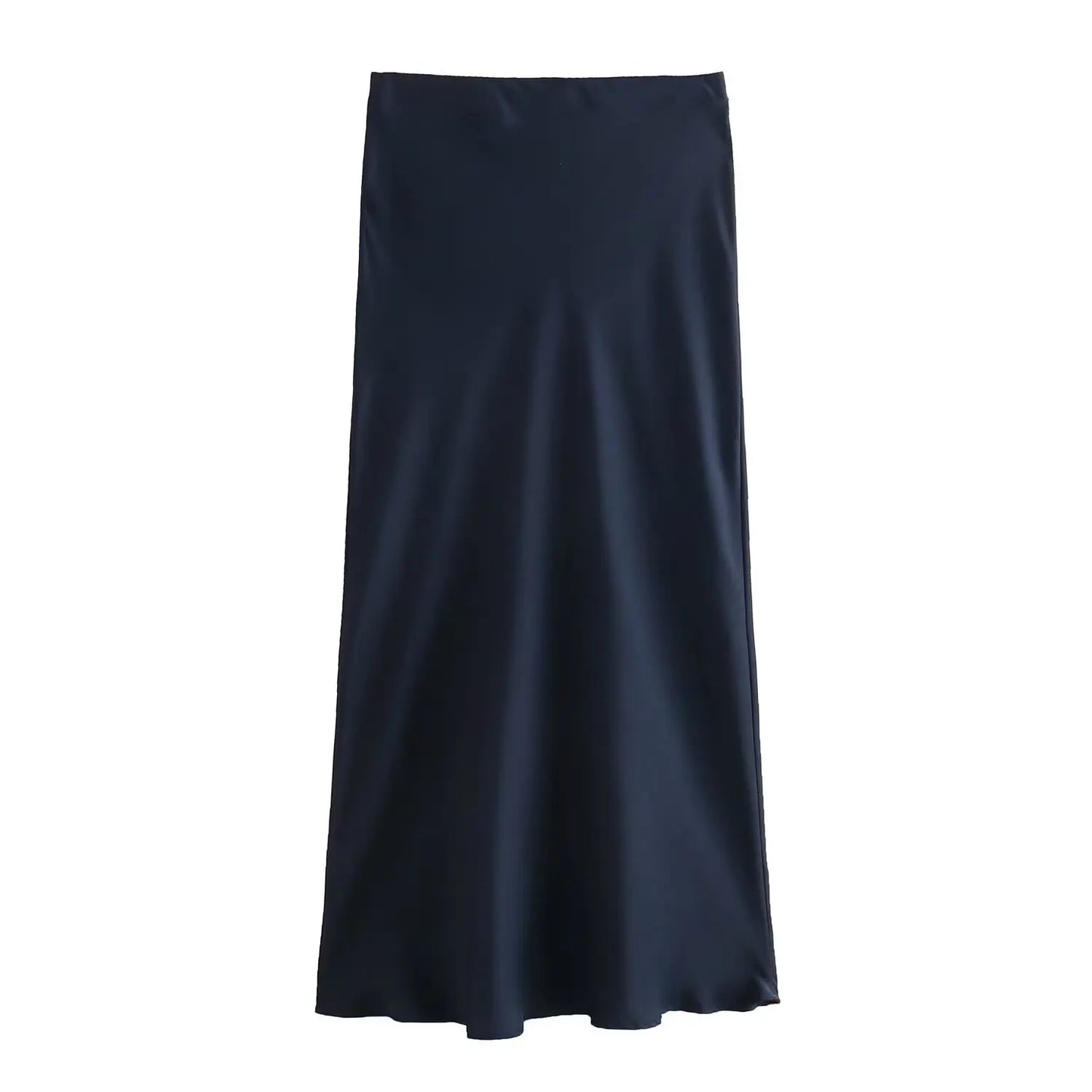 2026 New Women's European And American Style Fashion Silk Satin Texture High Waist Skirt Street Style Elegant Mid-length Skirt