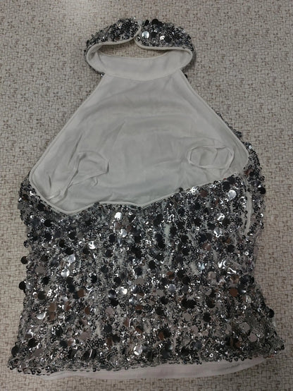 Phantasy Elegant Temperament Neck Sequin Camisole Women T-shirt Sexy Sleeveless Tank Top Female Clothes Tops 2025 Summer