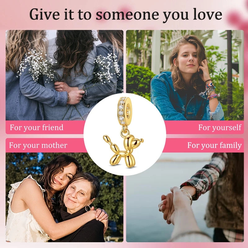 Golden Sunflower Leopard Poodle Charms Beads Fit Bracelet Nacklace Jewelry DIY Gifts For Women