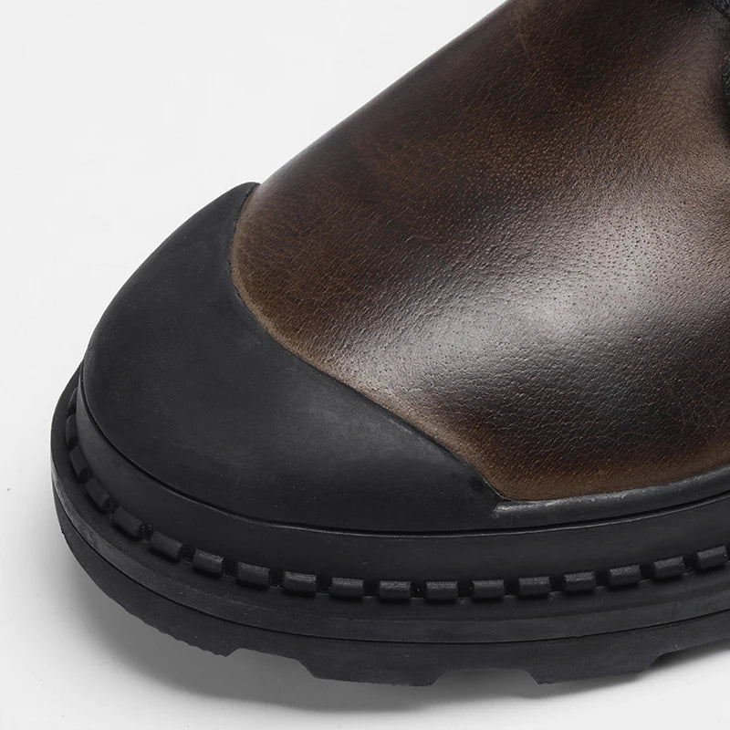 Natural Cow Leather Men Winter Boots Handmade Retro Men Boots Genuine Leather Men Winter Shoes #JM9550