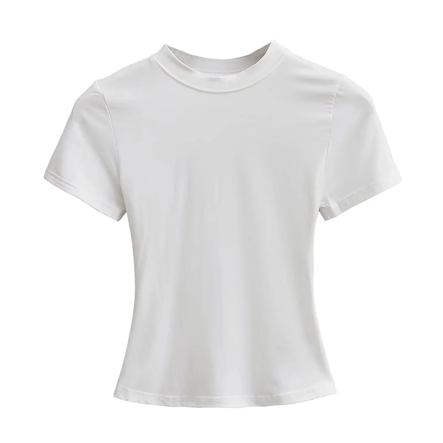 Slim Fit Solid Color Women's Casual T-shirt Short Sleeve Fashion Trend Y2K Top High Quality 2026 New Arrival