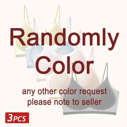 3PCS Ultra-Thin Breathable Ice Silk Top Bras Women's Bustier Underwear Seamless Back Halter Vest Wrap Wireless Bras Solid Color