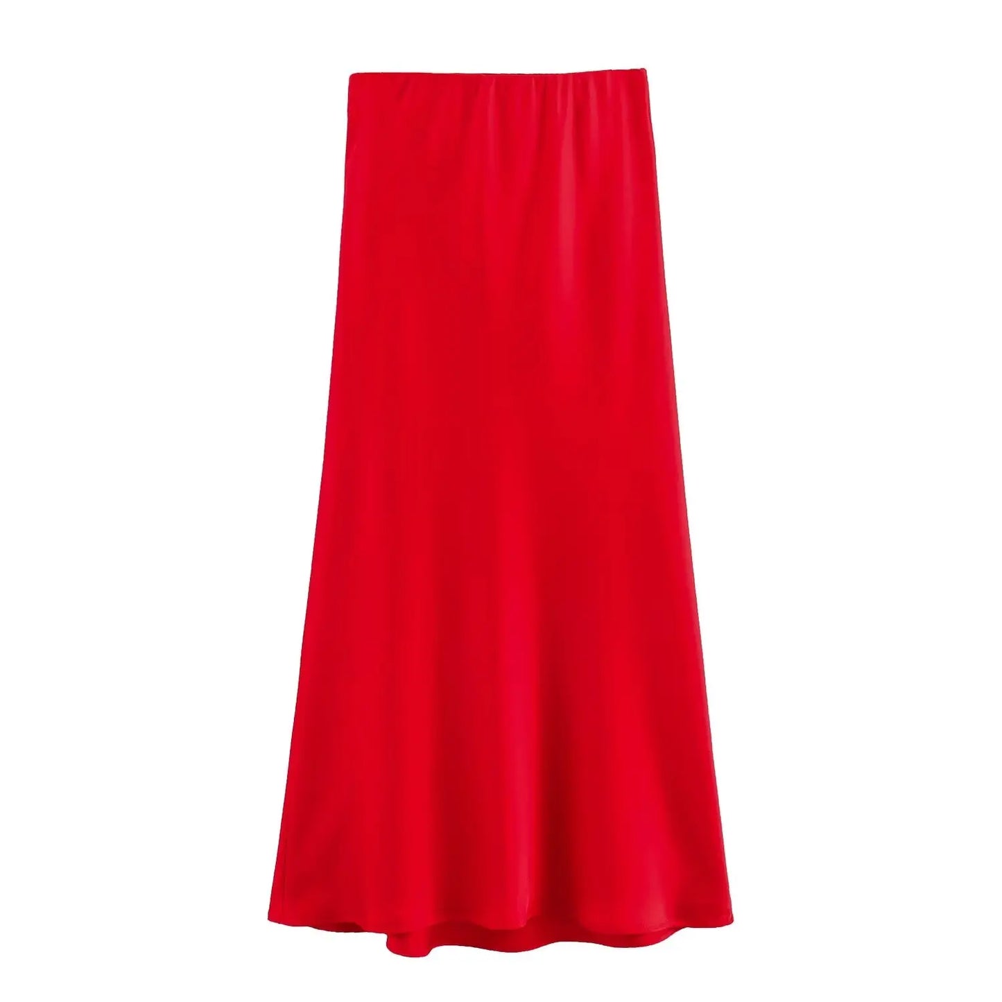 2026 New Women's European And American Style Fashion Silk Satin Texture High Waist Skirt Street Style Elegant Mid-length Skirt