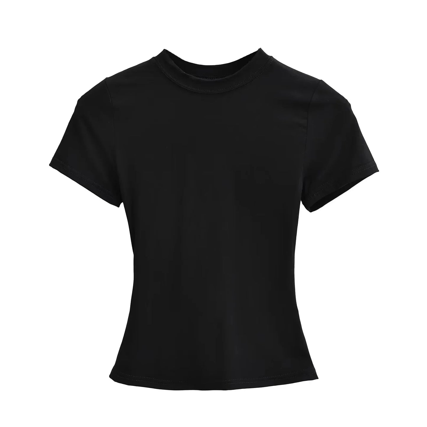 Slim Fit Solid Color Women's Casual T-shirt Short Sleeve Fashion Trend Y2K Top High Quality 2026 New Arrival