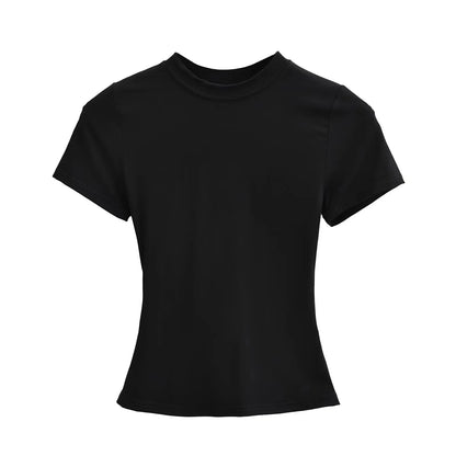Slim Fit Solid Color Women's Casual T-shirt Short Sleeve Fashion Trend Y2K Top High Quality 2026 New Arrival