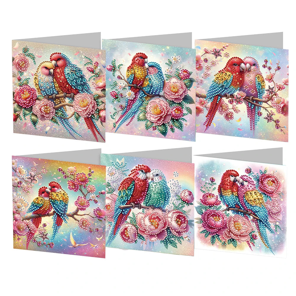 6Pcs DIY Diamond Painting Animal Flower Greeting Card Rinestone Embroidery Arts Craft Cards Kit Birthday Gift for Friend Gift