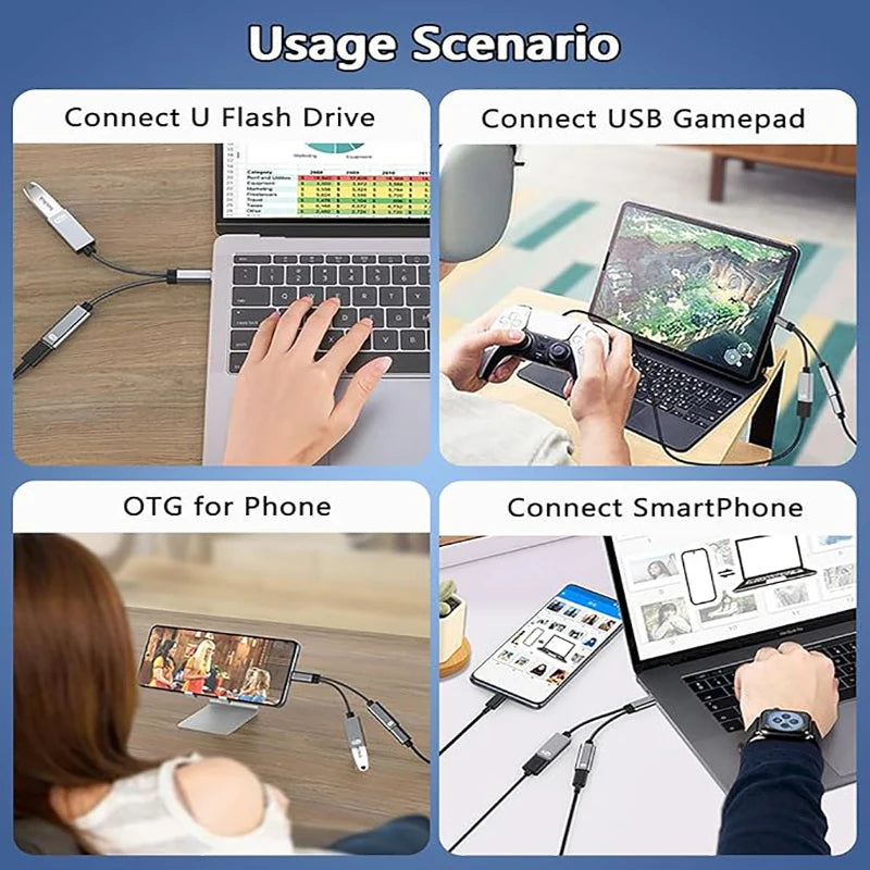 USB-C OTG Adapter Cable: Dual-Function Type-C to USB-A Converter with Power Delivery (PD) Charging Support