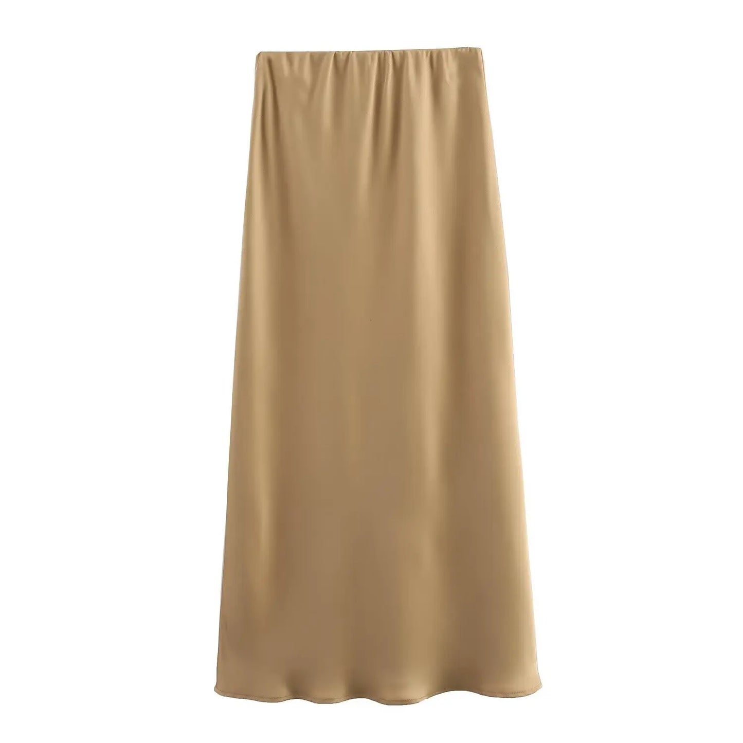 2026 New Women's European And American Style Fashion Silk Satin Texture High Waist Skirt Street Style Elegant Mid-length Skirt