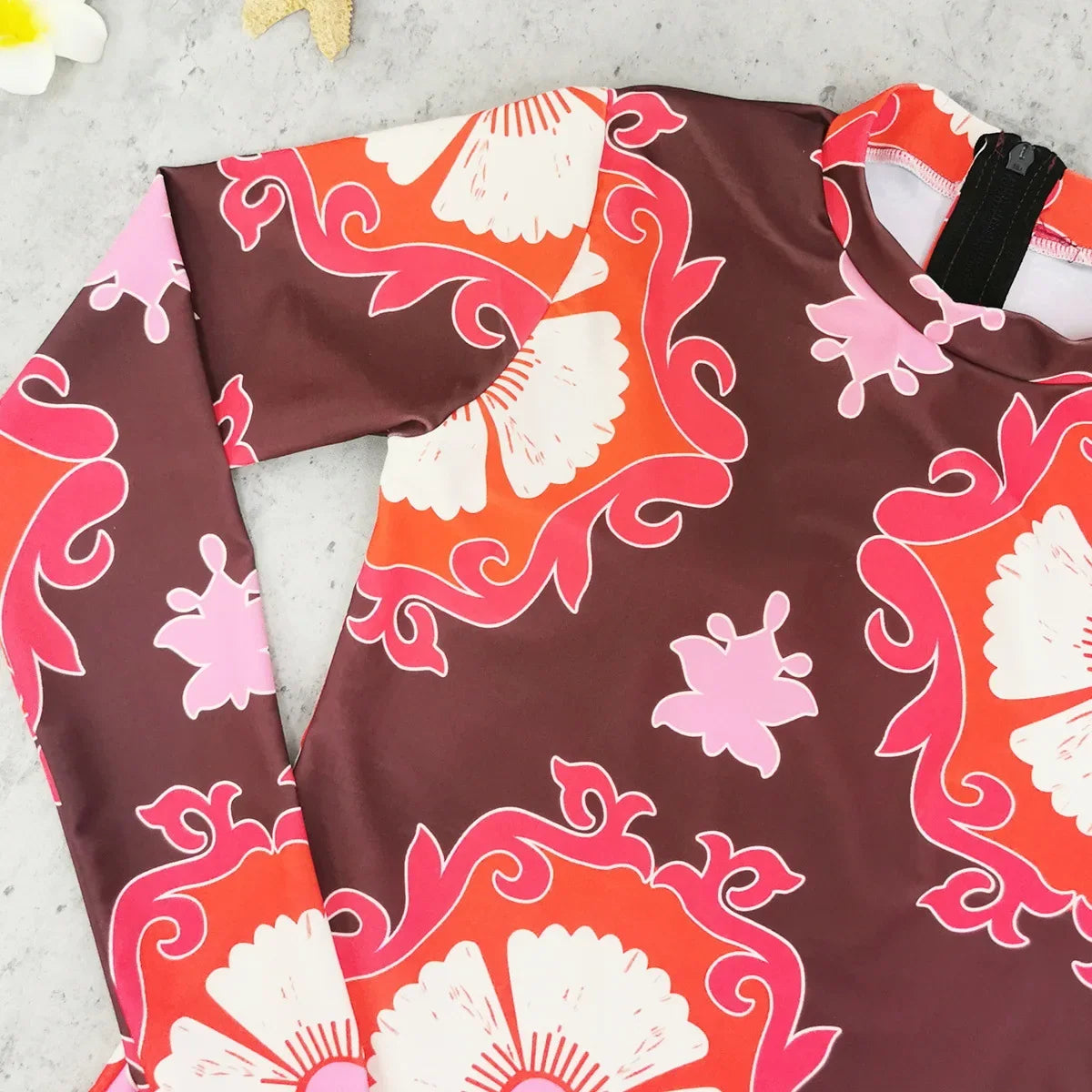 2026 New Sexy Print One Piece Swimsuit Women Swimwear Monokini Long Sleeve Bathing Suit Female Bodysuit Surfing Swim Wear Beach