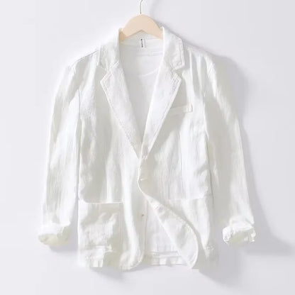70% Linen 30% Cotton Breathable Men's Blazer Suit Jacket For Men Black Coat For Summer Business Lightweight Male Clothes 2026
