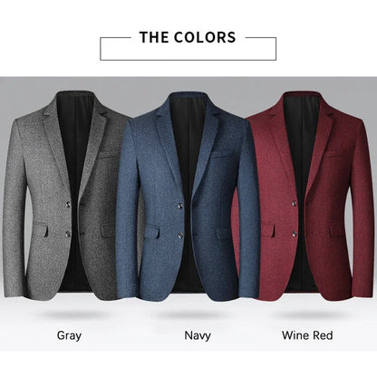 BROWON Brand Business Casual Jackets for Men Spring and Autumn Solid Color Turn-Down Collar Suits Blazer 2026 Wedding Blazer Men